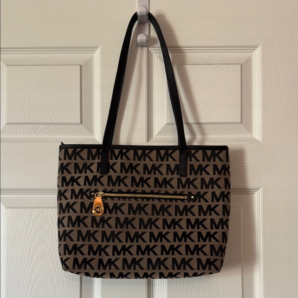 Michael Kors Black and Brown Monogram Tote